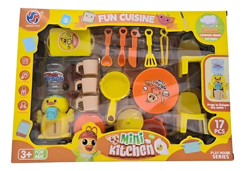 Mini Kuhinja sa Dispenzerom za Vodu – Interaktivni Set "Veselo Pače" (17 delova)